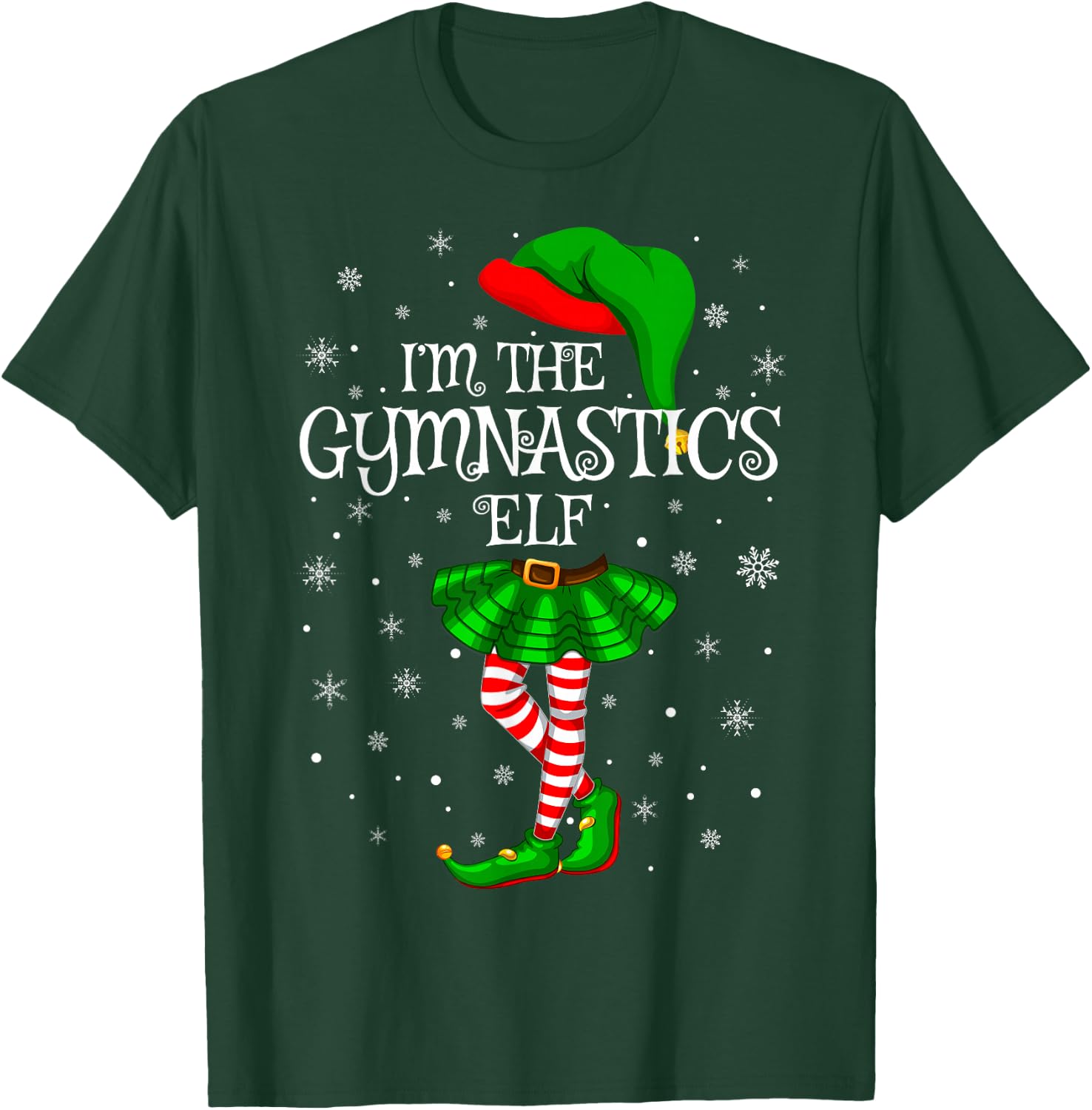 Gymnastics Elf Christmas Matching Family Women Girls Elf T-Shirt - T-Shirt | Forest