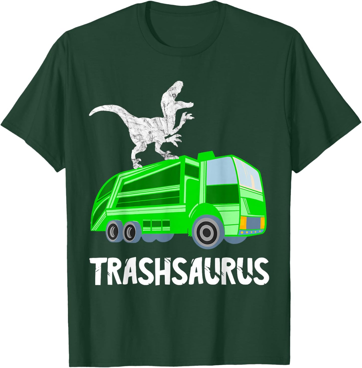 Rubbish Dinosaur City Cleaning Rubbish Vehicle Garbage Truck Driver T-Shirt - T-Shirt | Forest