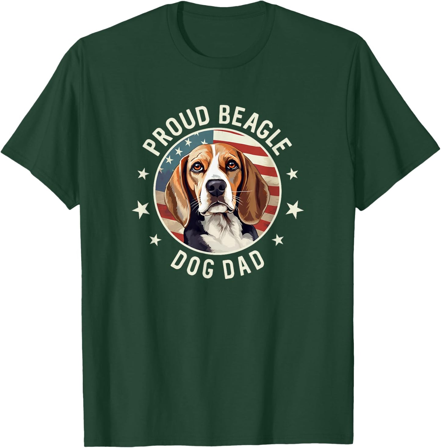 Beagle Gifts American Flag Proud Beagle Dog Dad T-Shirt - T-Shirt | Forest