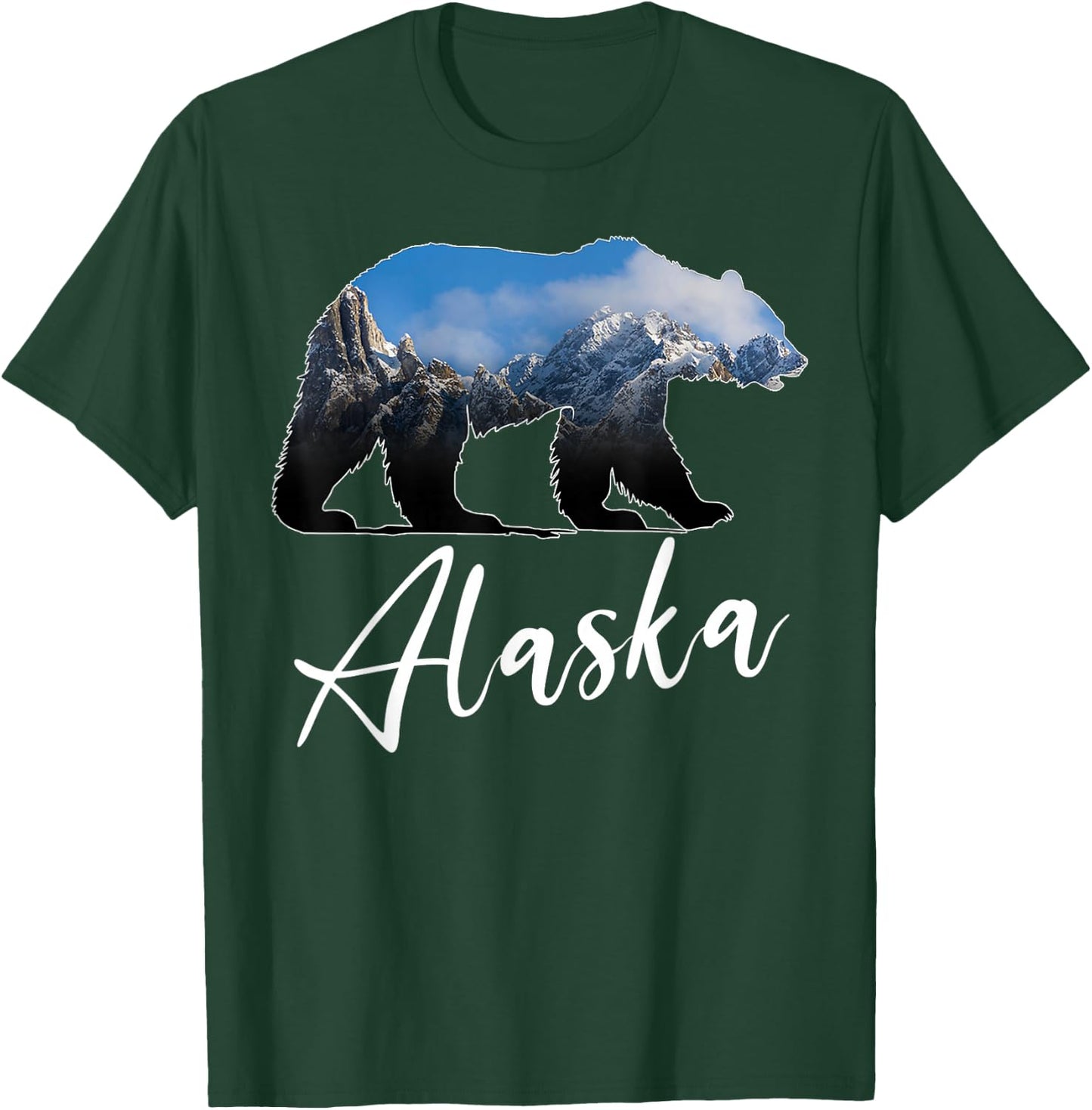 Alaskan Mountains Bear Grizzly Alaska State Souvenirs T-Shirt - T-Shirt | Forest
