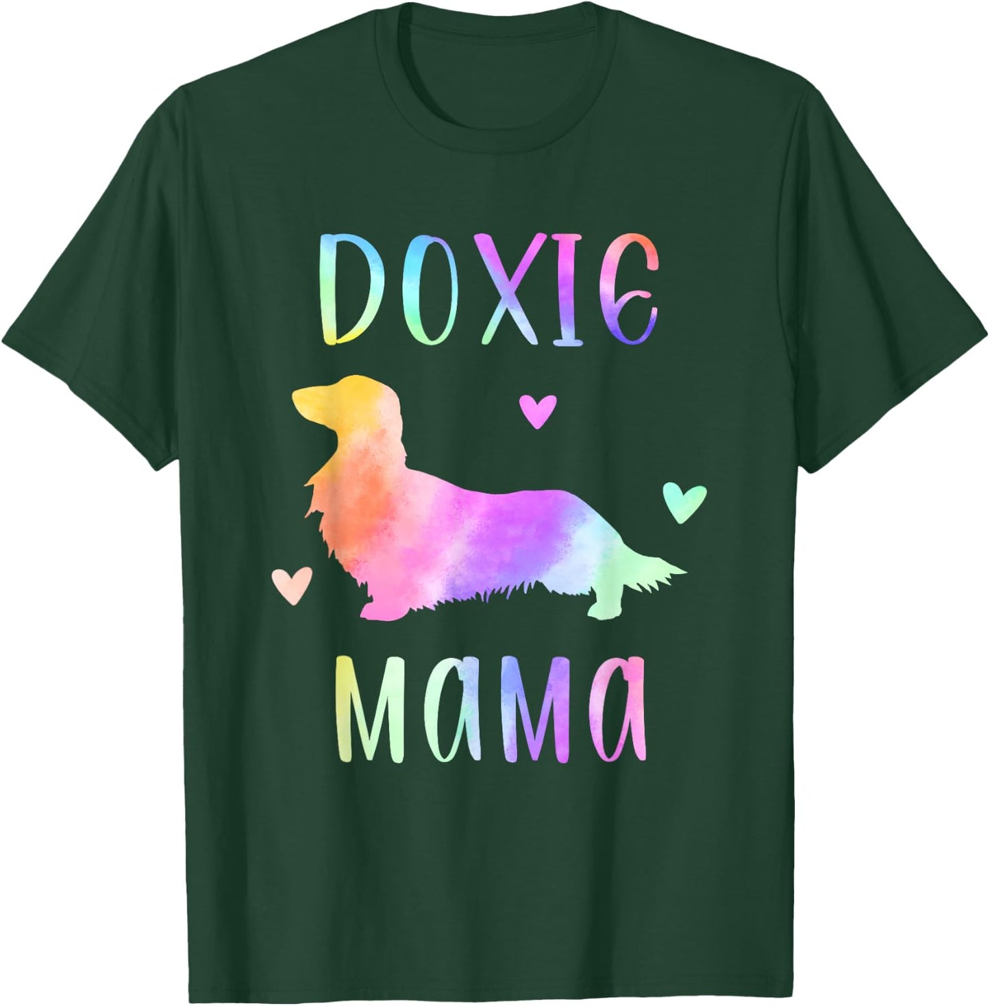 Doxie Mama Dachshund Mom Rainbow Watercolor T-Shirt - T-Shirt | Forest