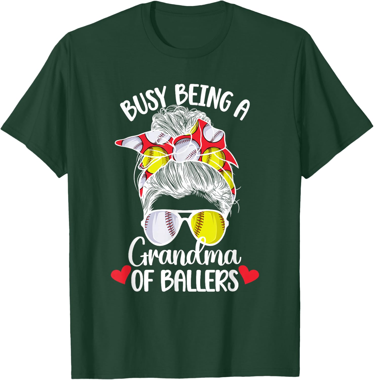 Grandma Of Ballers Softball Baseball Grandma T-Shirt - T-Shirt | Forest