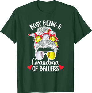 Grandma Of Ballers Softball Baseball Grandma T-Shirt - T-Shirt | Forest
