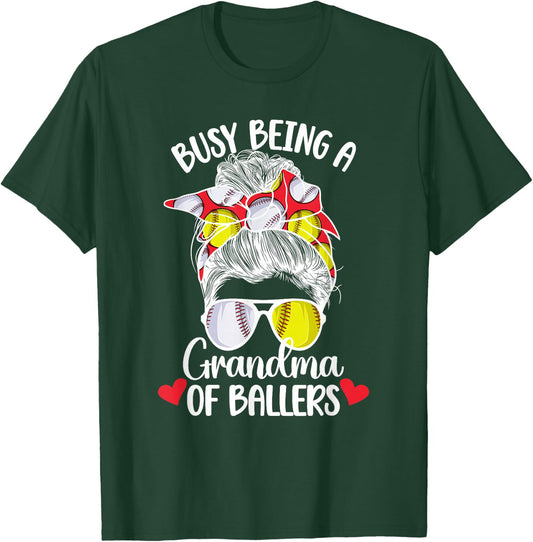 Grandma Of Ballers Softball Baseball Grandma T-Shirt - T-Shirt | Forest