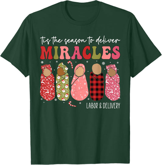 Christmas Labor and Delivery L&D Nurse Midwife Doula Xmas T-Shirt - T-Shirt | Forest