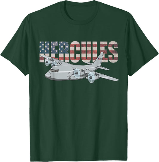 C-130 Hercules American Flag Military Airplane C130 T-Shirt - T-Shirt | Forest