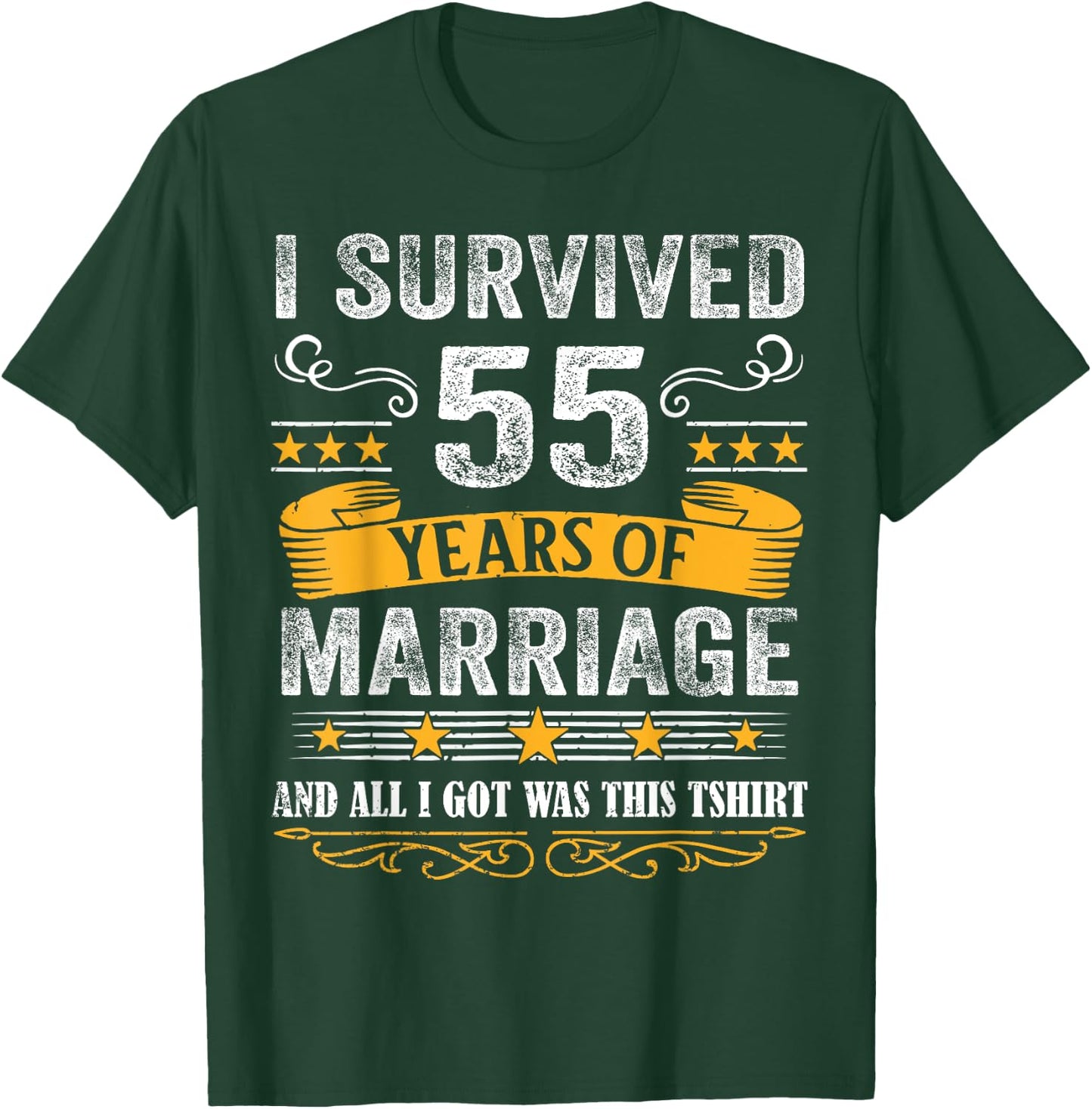 55th Wedding Anniversary shirt Couples Husband Wife 55 Years T-Shirt - T-Shirt | Forest