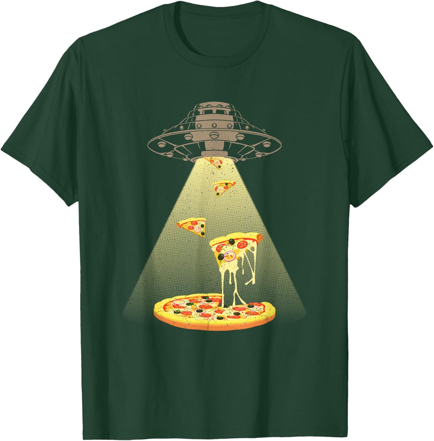Cool Pizza Women UFO Alien Eating Pizza Abduction T-Shirt - T-Shirt | Forest
