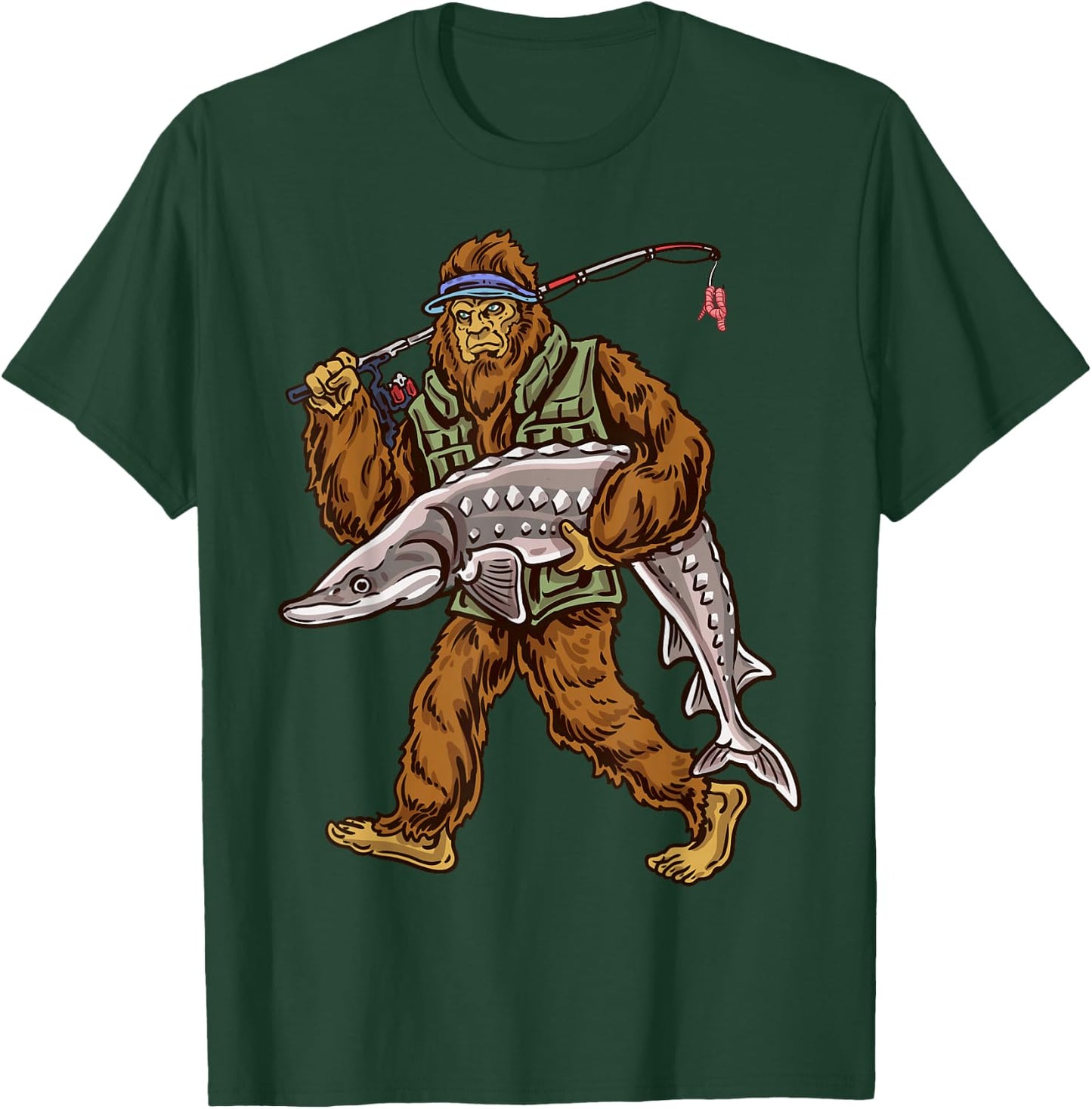 Northern Outdoors Sturgeon Collection Men's Black Sturgeon Fishing Bigfoot Hunting T-Shirt - T-Shirt | Forest