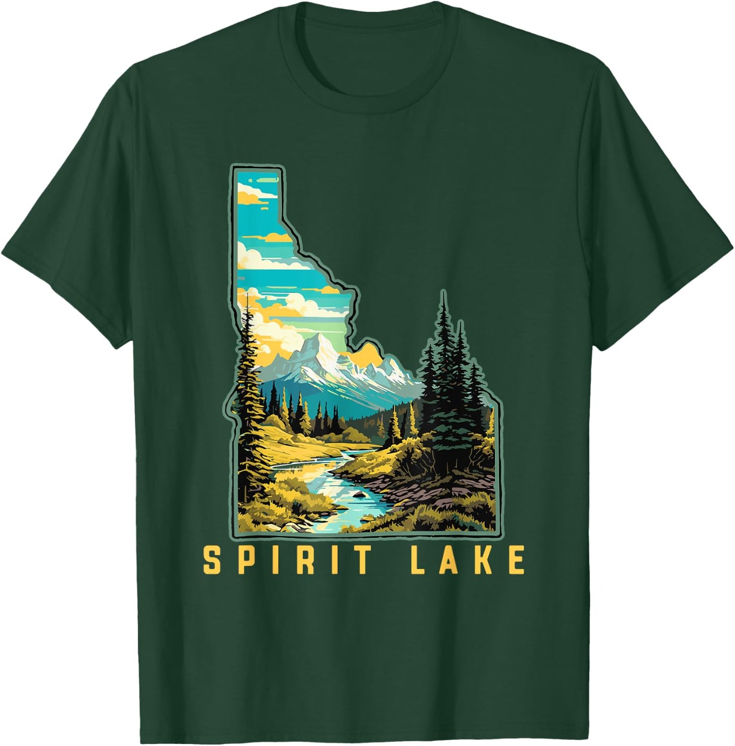 Spirit Lake Idaho State Outdoor Nature Graphic T-Shirt - T-Shirt | Forest