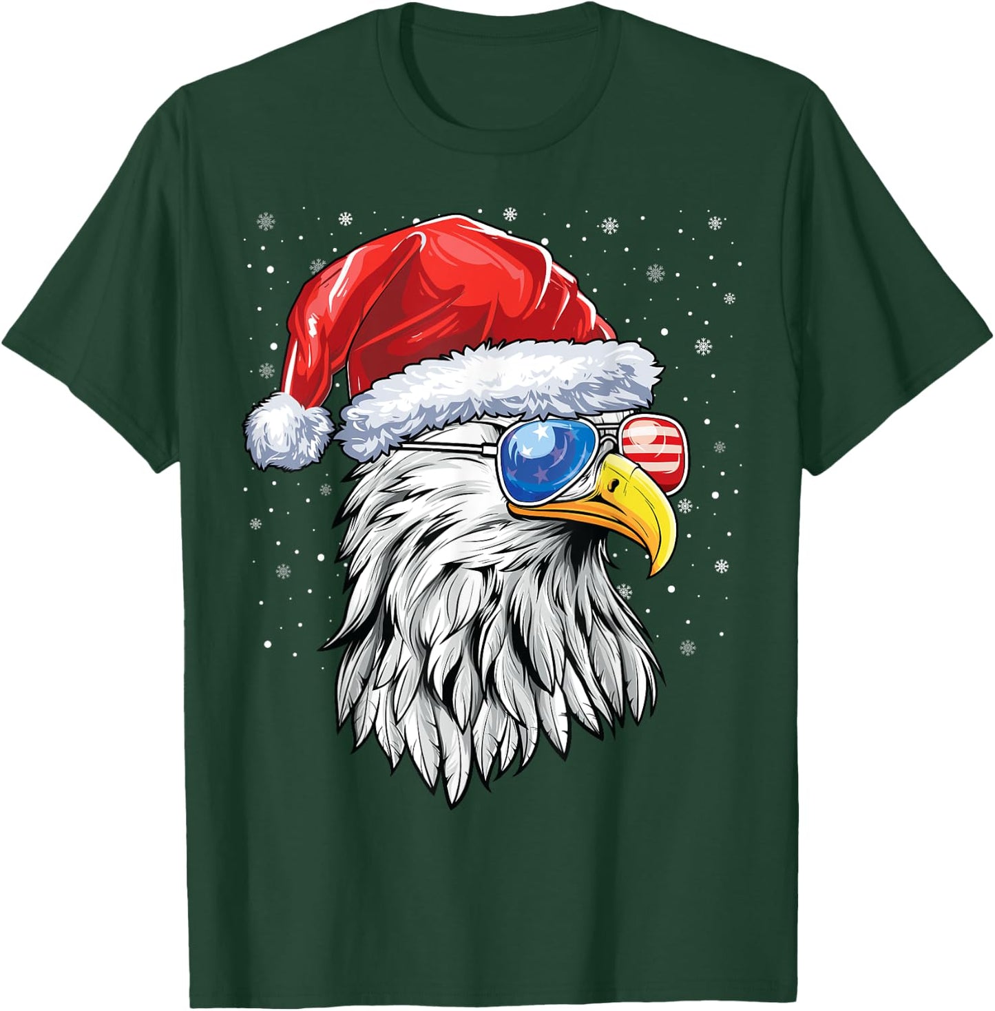 Santa Bald Eagle Shirt Men USA Flag Christmas Patriotic T-Shirt - T-Shirt | Forest