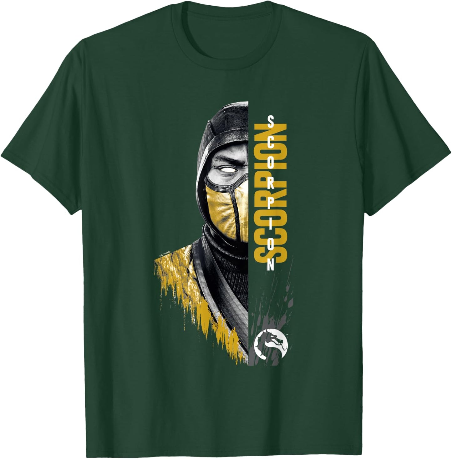 Mortal Kombat Klassic Scorpion Split Face Bust Portrait T-Shirt - T-Shirt | Forest