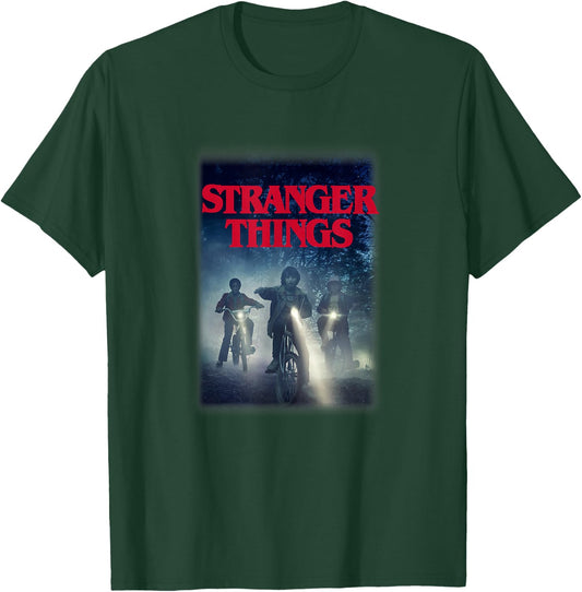 Stranger Things Searching For Will Byers Group Bike Poster T-Shirt - T-Shirt | Forest