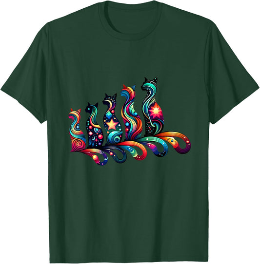 80s Colorful Kitten Lover Artwork Decor Cute Art Cat T-Shirt - T-Shirt | Forest