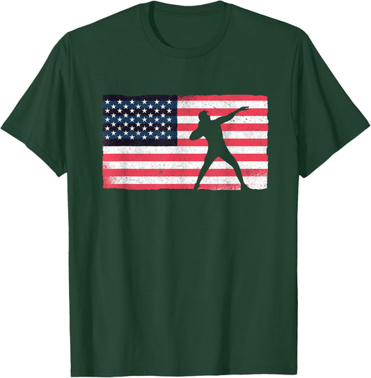 Shot Putter American Flag USA Throw Track And Field Shot Put T-Shirt - T-Shirt | Forest