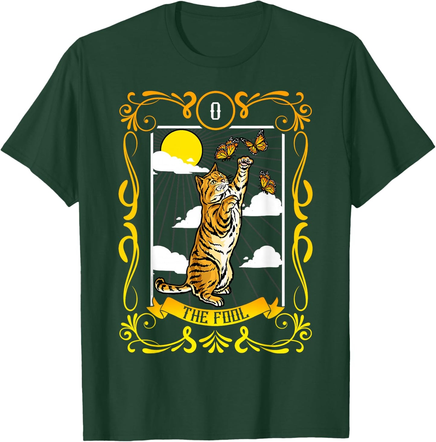 The Fool Cat Arcana Tarot Card Mystical Wiccan T-Shirt - T-Shirt | Forest