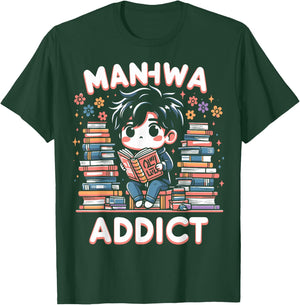 AMM - Anime Manga Manhwa Funny Gift Manhwa Addict Fan -Adults Black T-Shirt - T-Shirt | Forest