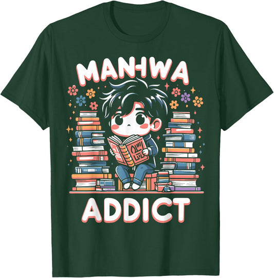 AMM - Anime Manga Manhwa Funny Gift Manhwa Addict Fan -Adults Black T-Shirt - T-Shirt | Forest