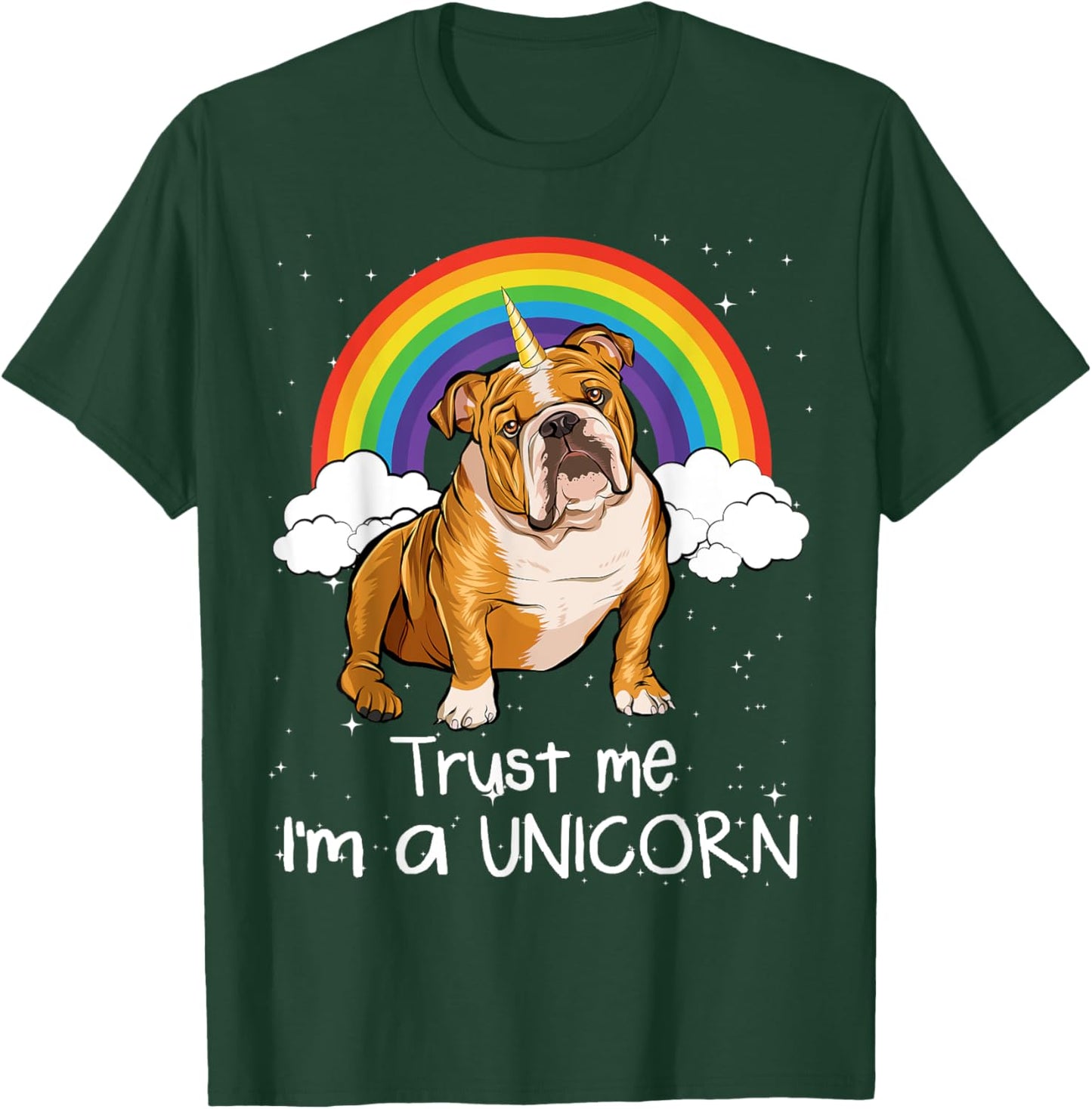 Rainbow Mágico Unicorn English Bulldog Women T-Shirt - T-Shirt | Forest
