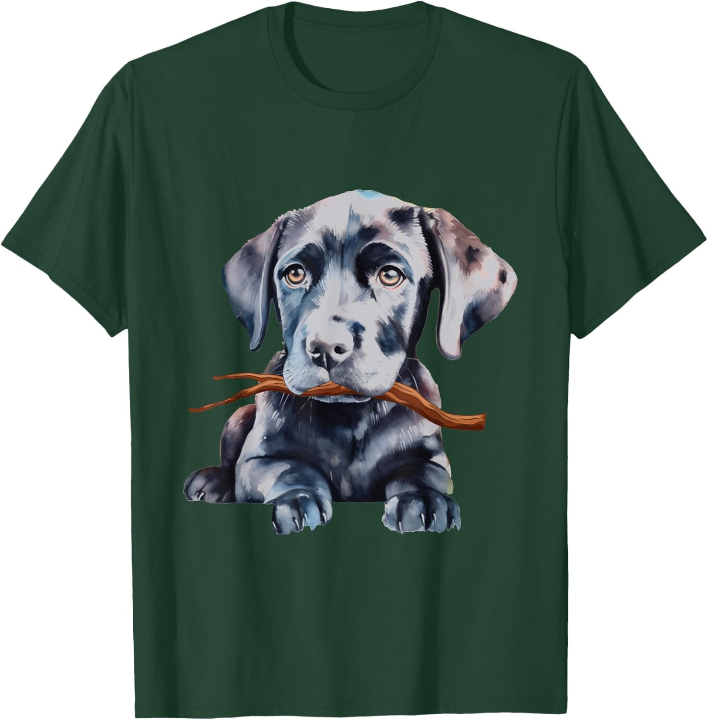 Black Labrador Fetching Stick - Pet Lover Puppy Dog Training T-Shirt - T-Shirt | Forest