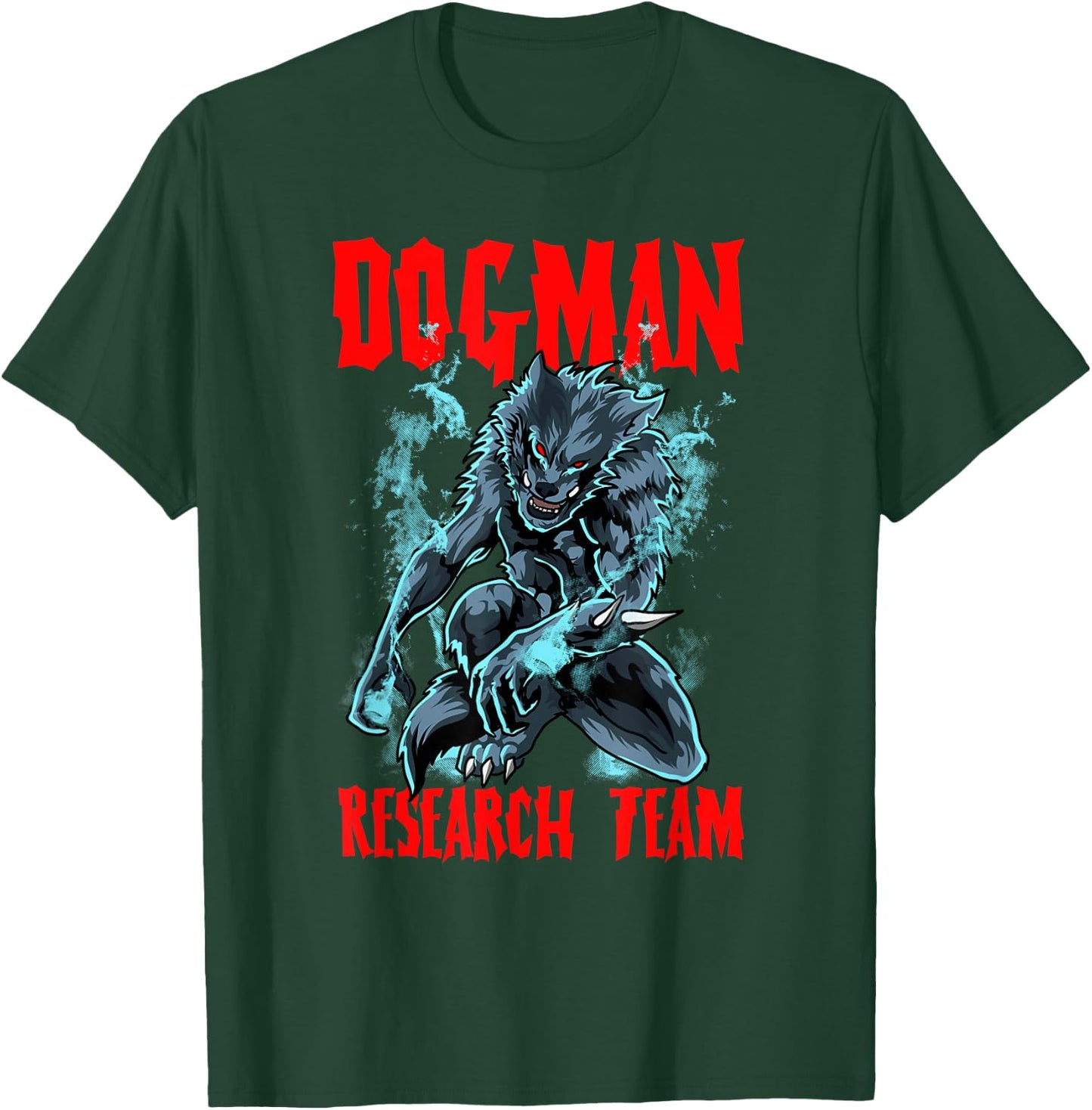 Dogman Research Team Cryptid Humanoid Animal Dog Man Funny T-Shirt - T-Shirt | Forest
