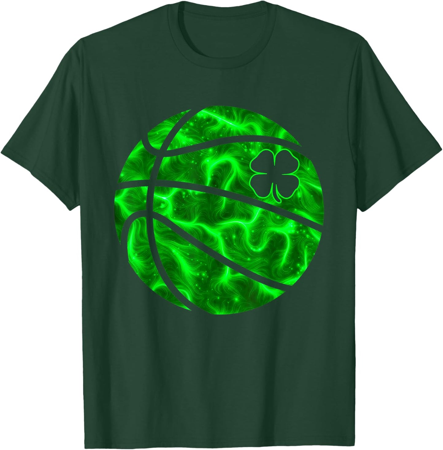 Basketball Shamrock Lucky Clover Irish St Patrick's Day Boys T-Shirt - T-Shirt | Forest