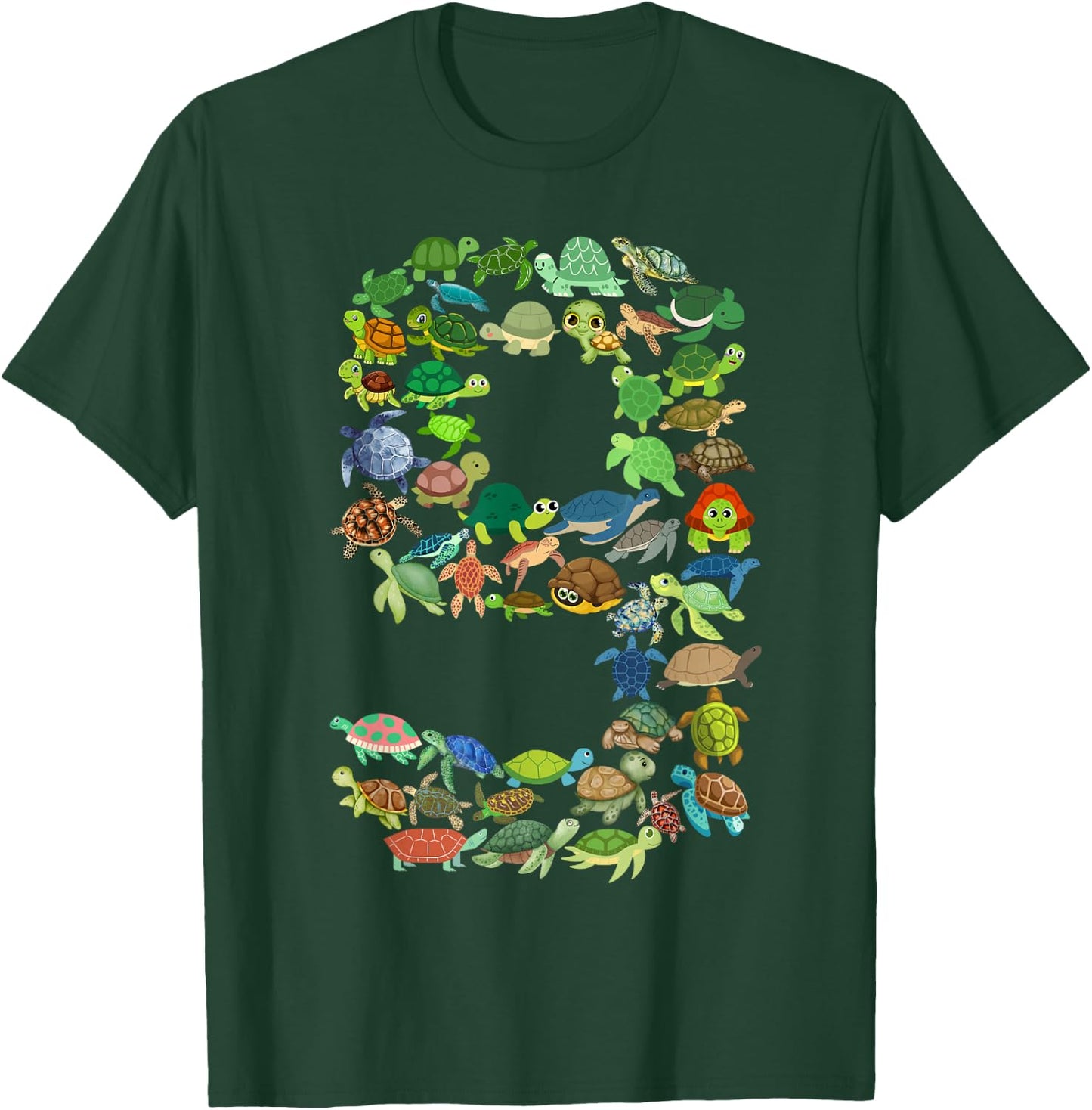 Kids 9th Birthday Sea Turtle Tortoise Themed 9 Year Old Boys T-Shirt - T-Shirt | Forest