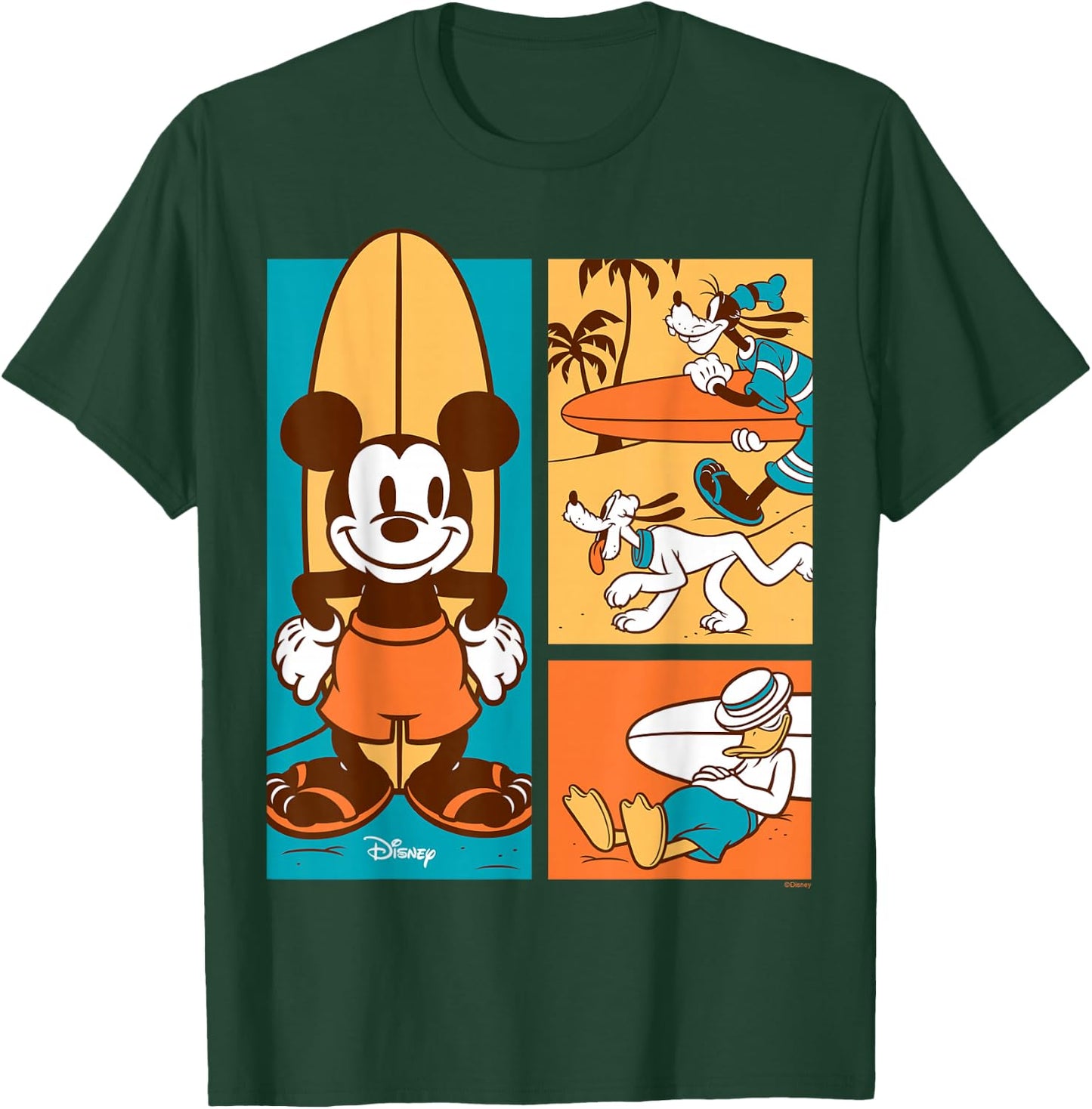 Disney - Mickey Donald Goofy Pluto Surfer Beach T-Shirt - T-Shirt | Forest