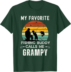 Awesome My Fishing Buddy Calls Me GRAMPY Grandpa T-Shirt - T-Shirt | Forest