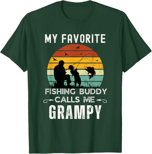Awesome My Fishing Buddy Calls Me GRAMPY Grandpa T-Shirt - T-Shirt | Forest