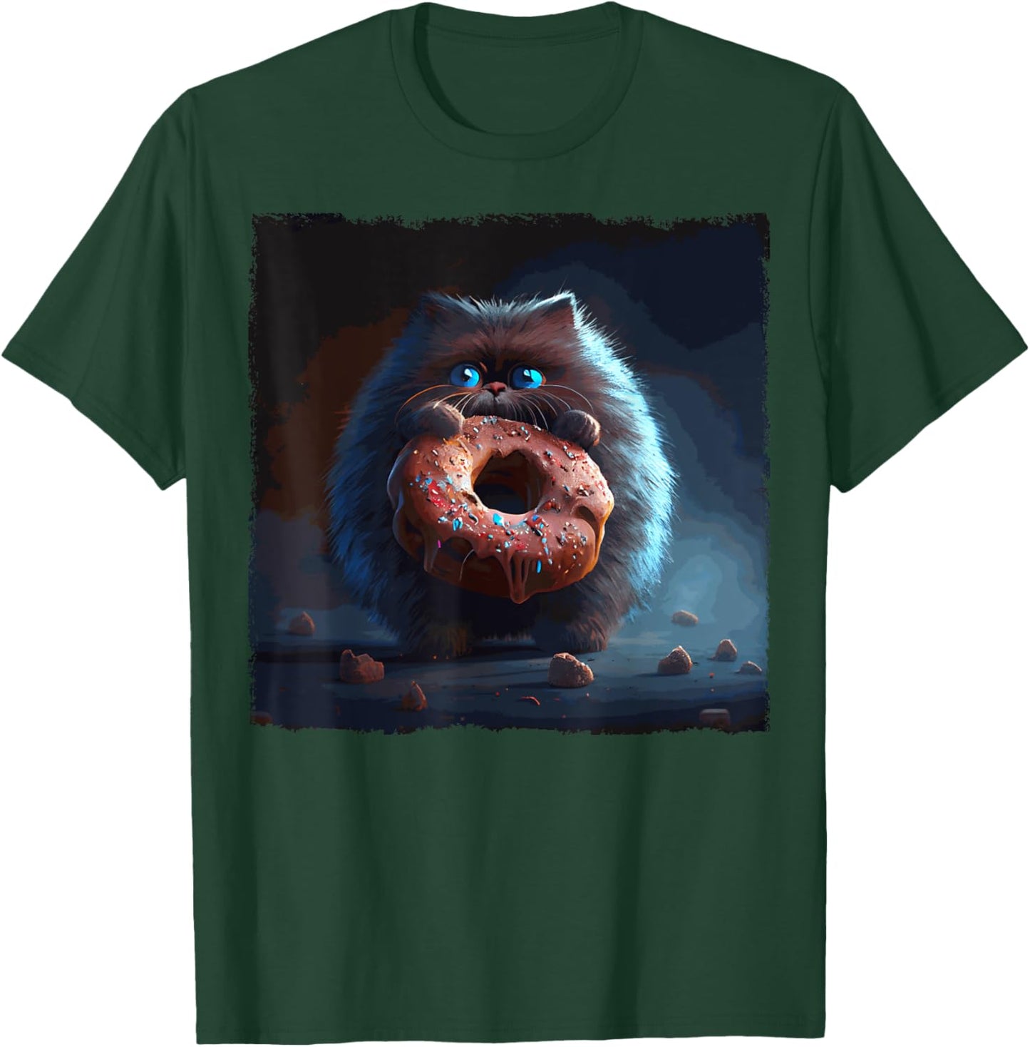Funny Cat Bigfoot Donut Women Kids T-Shirt - T-Shirt | Forest