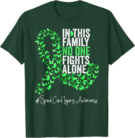 Spinal Cord Injury Awareness Month Green Ribbon Butterflies T-Shirt - T-Shirt | Forest
