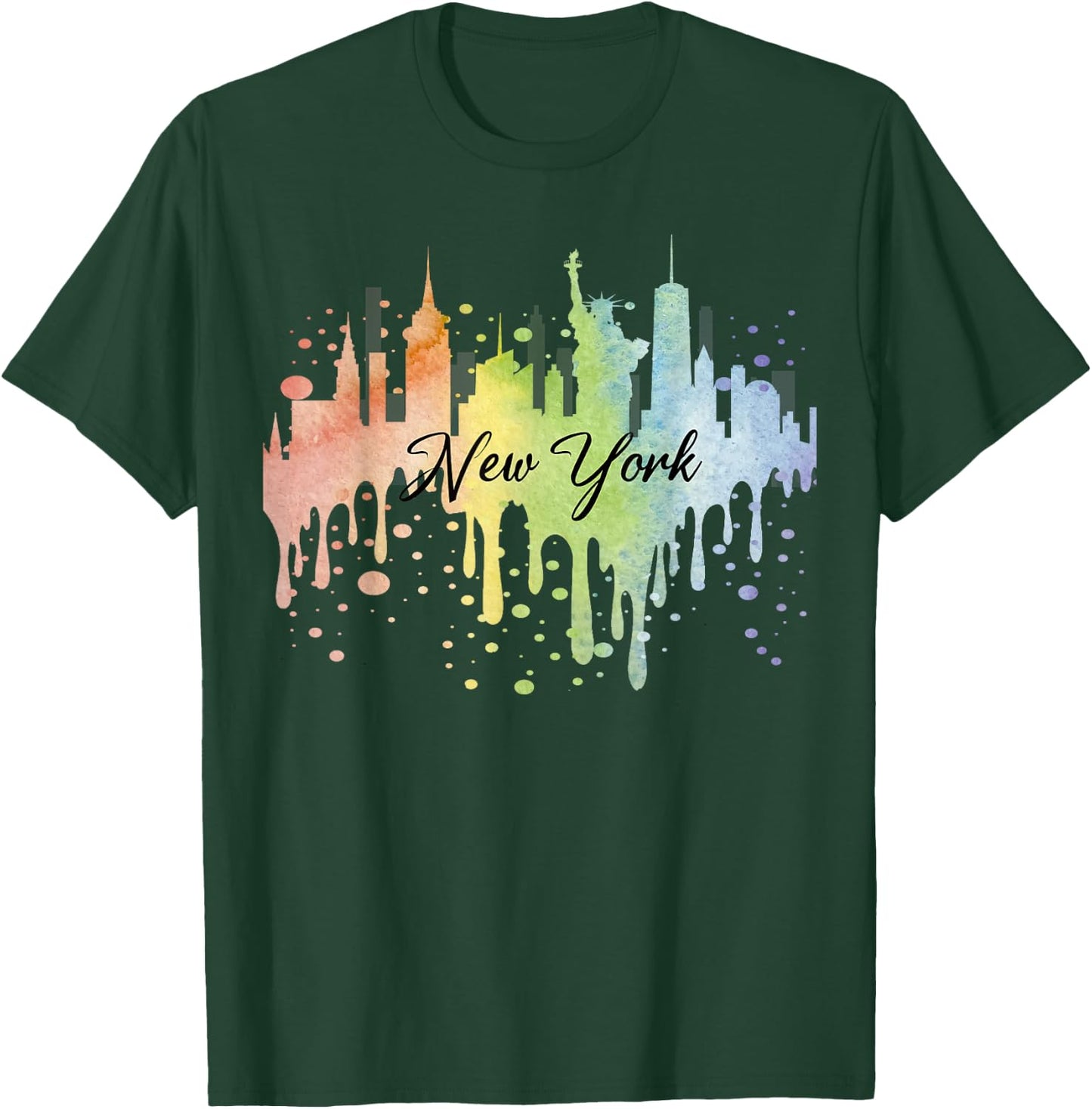 New York City Watercolor Art NYC Skyline Souvenir T-Shirt - T-Shirt | Forest