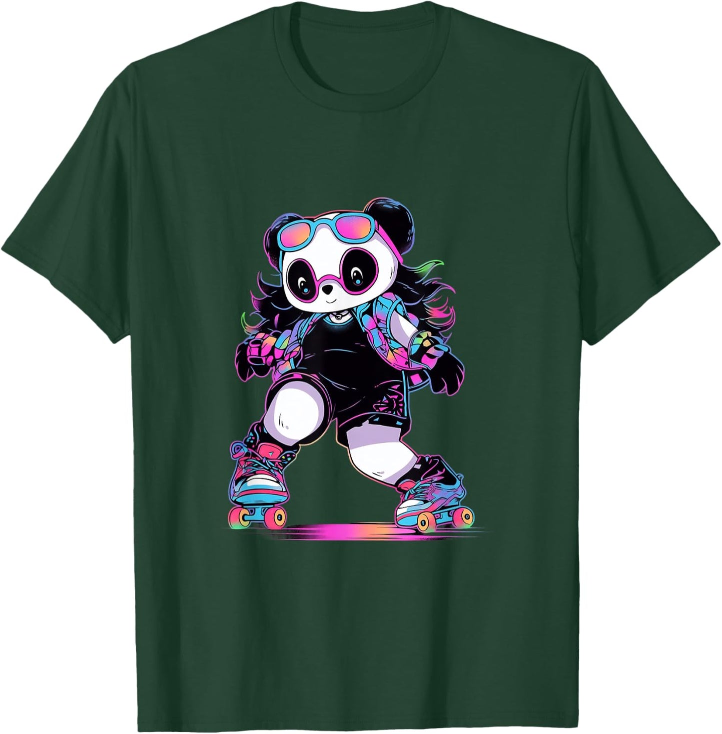 Roller Skates Funny Panda Skate Roller Skates T-Shirt - T-Shirt | Forest