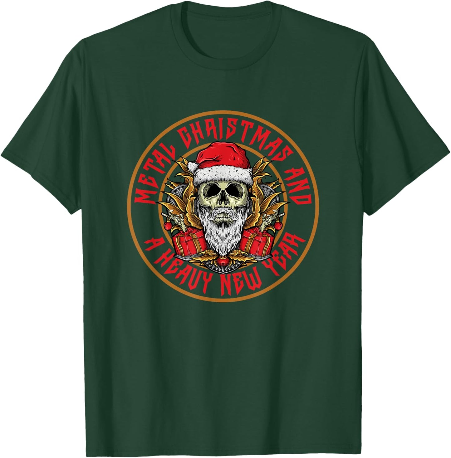 Metal Christmas Heavy New Year Metalhead Rock Death Band T-Shirt - T-Shirt | Forest