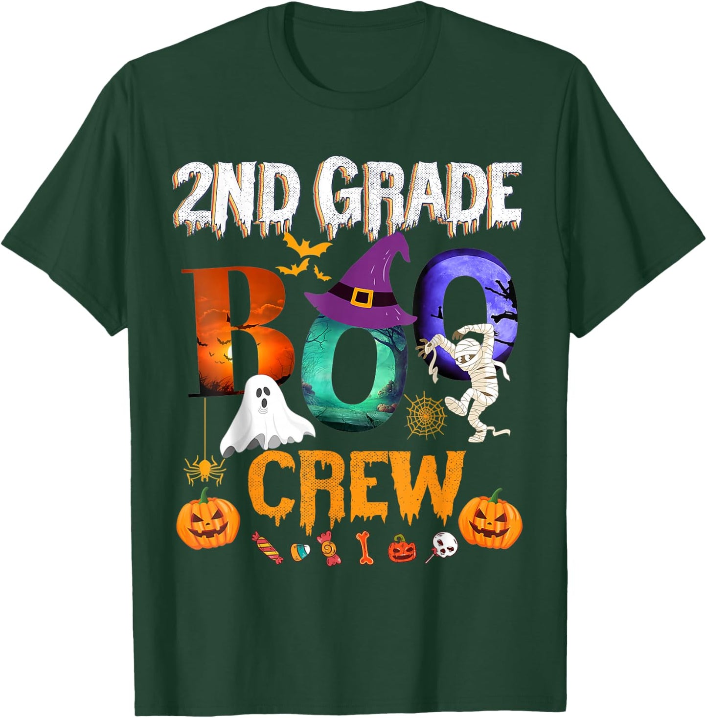2nd Grade Boo Crew Teacher Student Funny Halloween Costume T-Shirt - T-Shirt | Forest