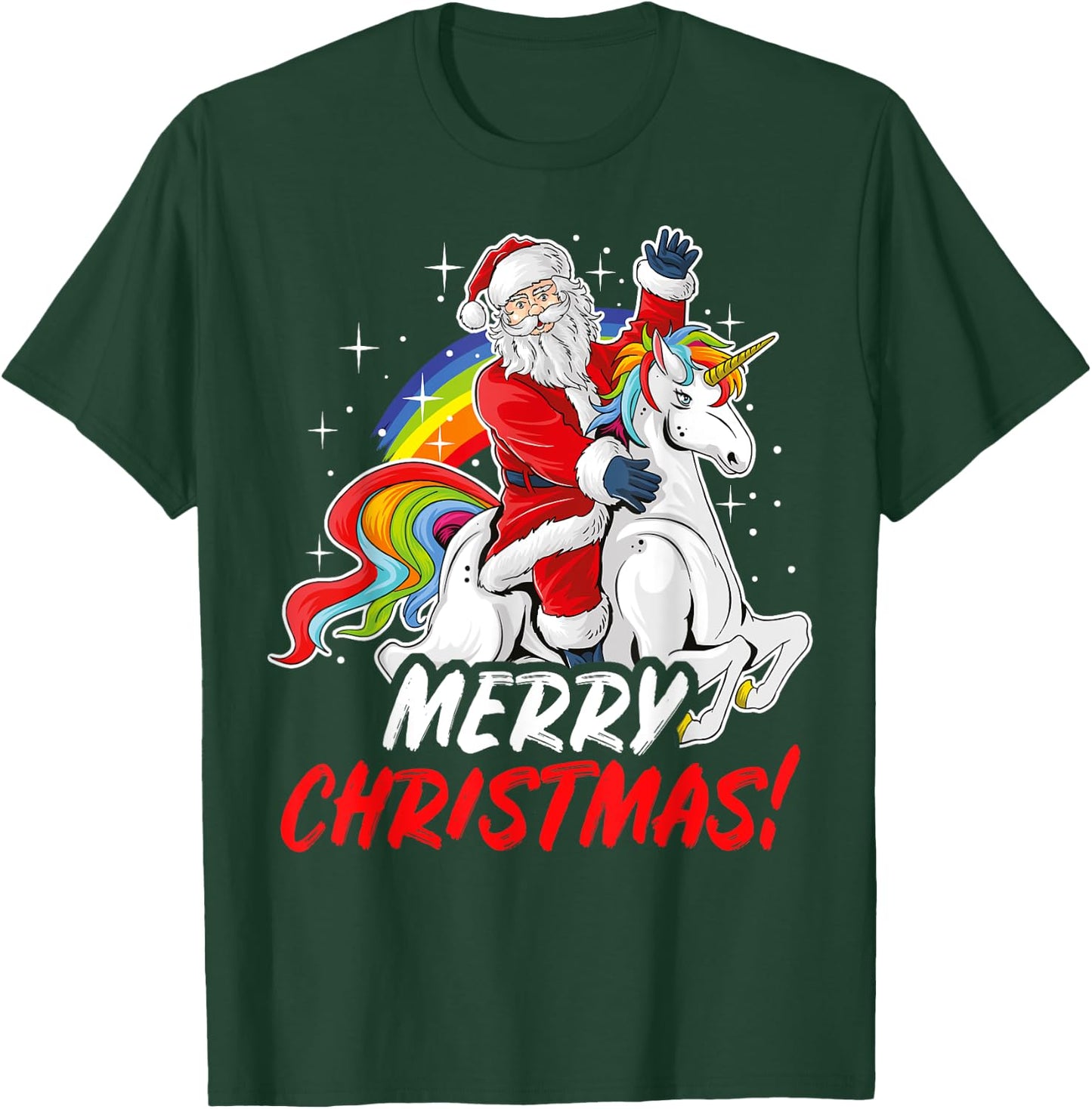 Unicorn Santa Claus Christmas Holiday T-Shirt - T-Shirt | Forest