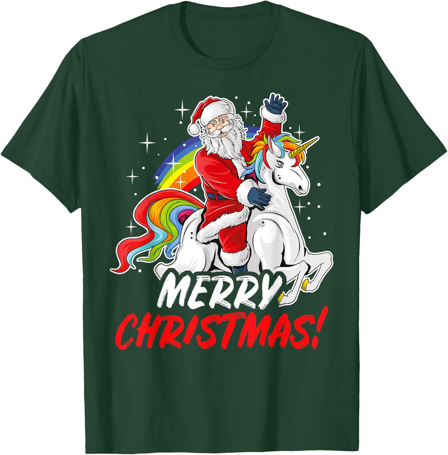 Unicorn Santa Claus Christmas Holiday T-Shirt - T-Shirt | Forest