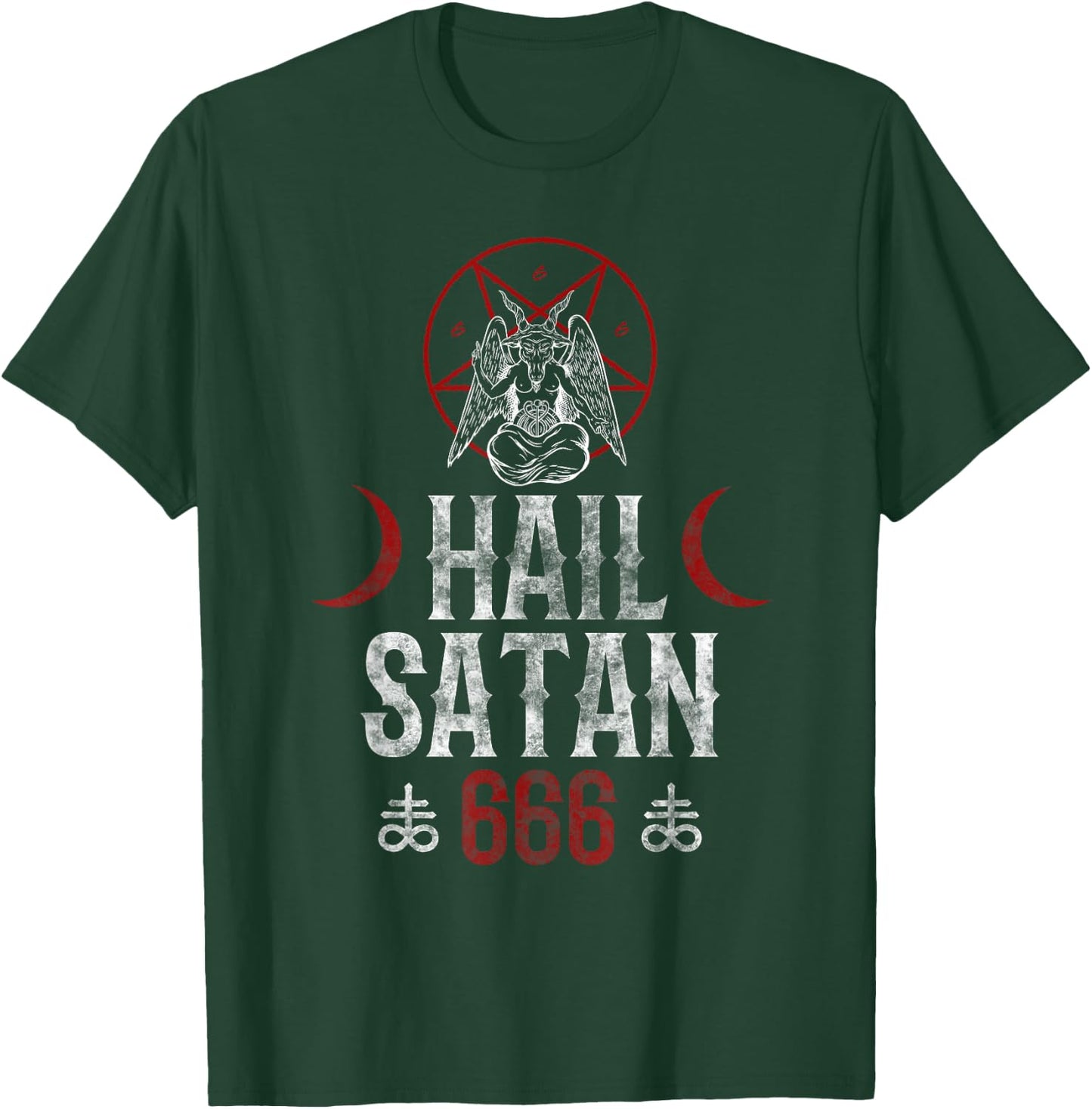 666 Hail Satan - Evil Goat Baphomet Goth T-Shirt - T-Shirt | Forest