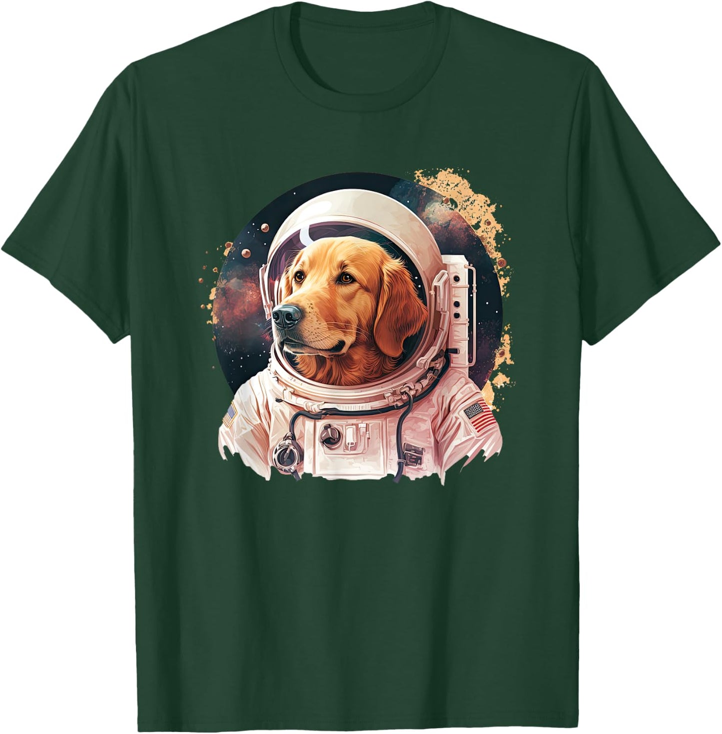 Funny Golden Retriever Astronaut in the space T-Shirt - T-Shirt | Forest