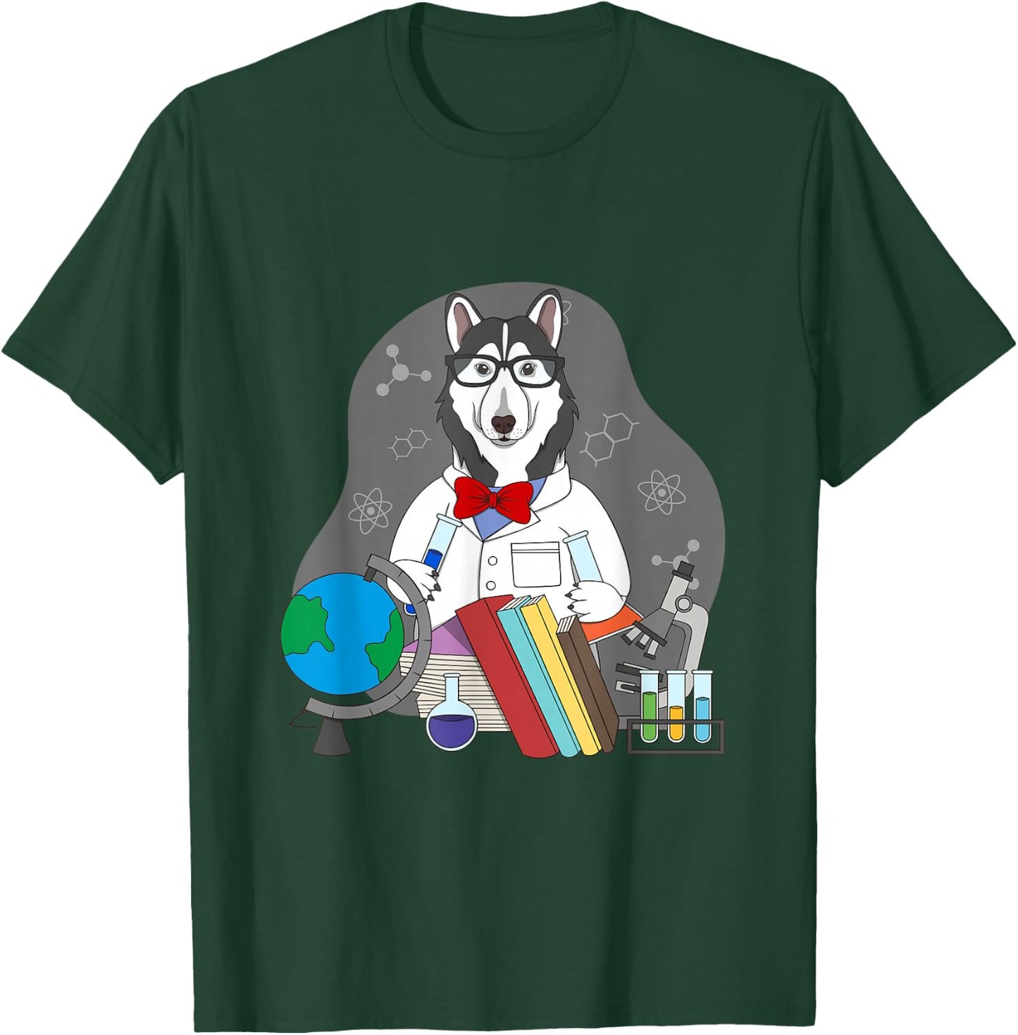 Husky Lover and Scientist Teacher Design T-Shirt - T-Shirt | Forest