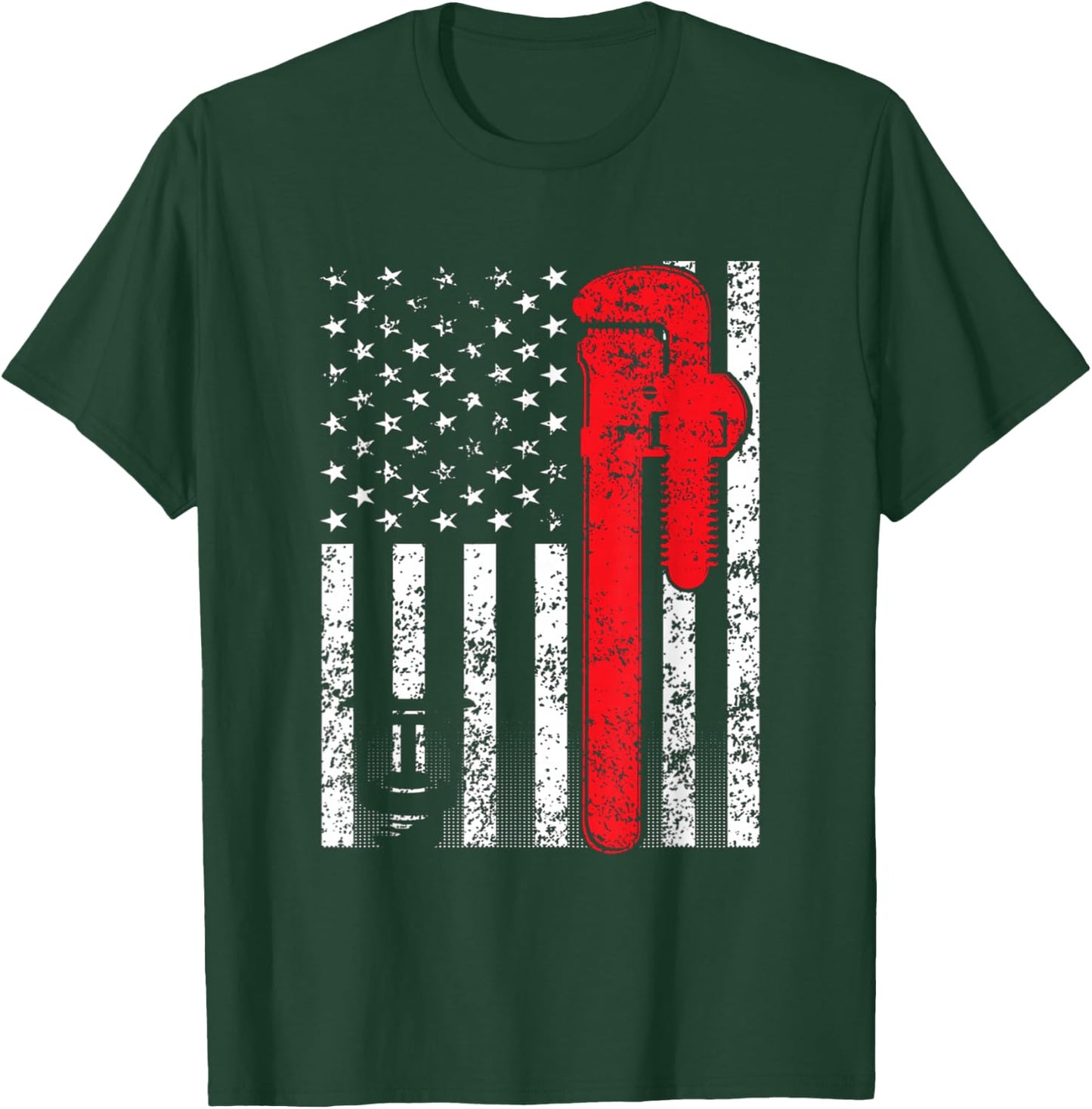 American Sprinkler Fitter -Adults Black Cotton Polyester Modern Lightweight Classic Fit Short Sleeve T-Shirt - T-Shirt | Forest