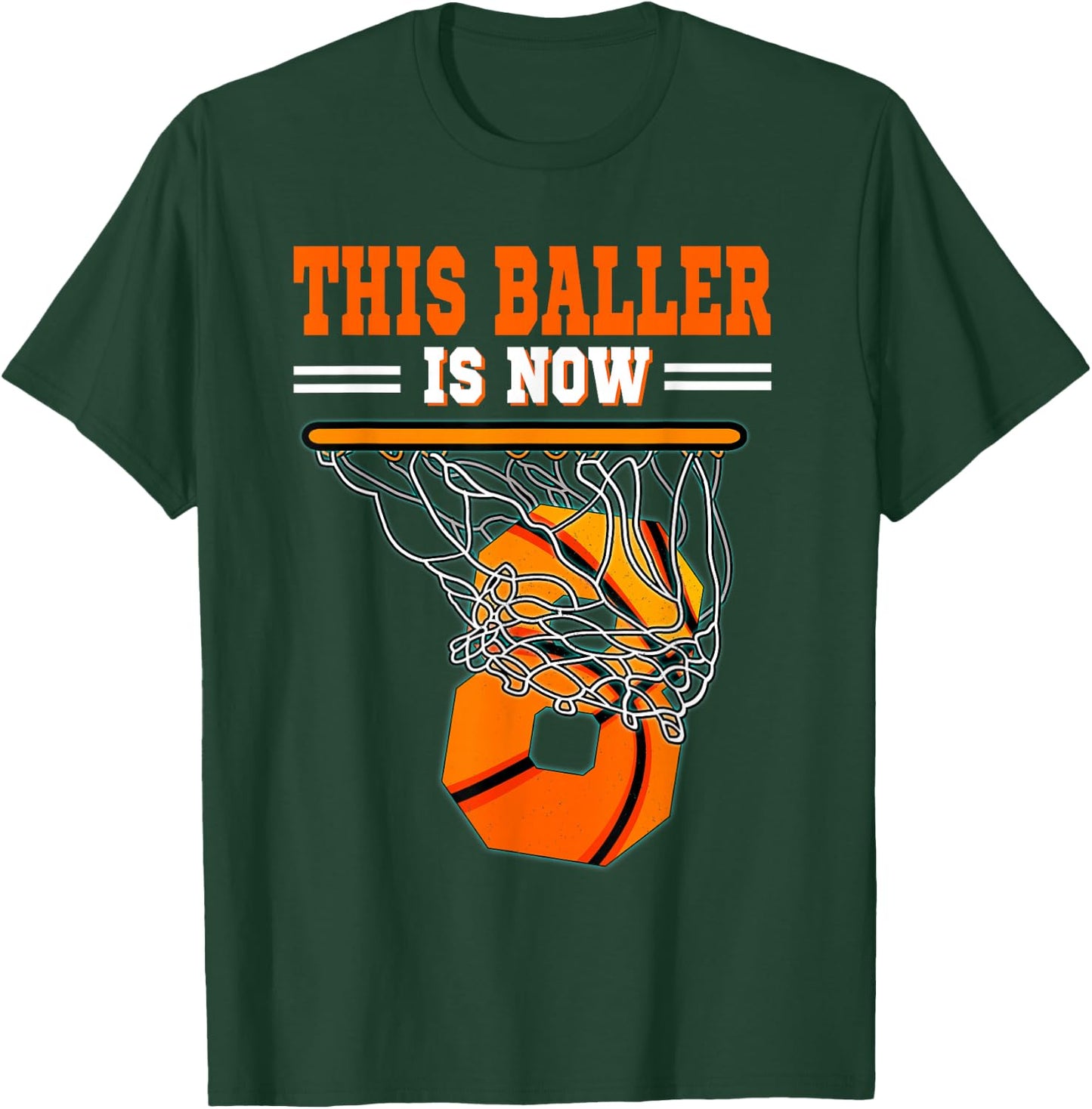 This Basketball Baller Is Now 8 Years Old 8th Happy Birthday T-Shirt - T-Shirt | Forest