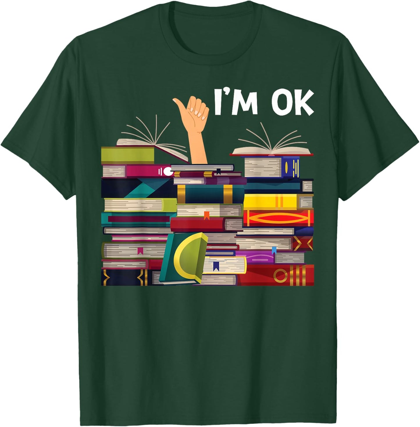 Book Reading and Book Lovers I'm Ok Funny Apparel. -Kids Black Book-Themed T-Shirt - T-Shirt | Forest