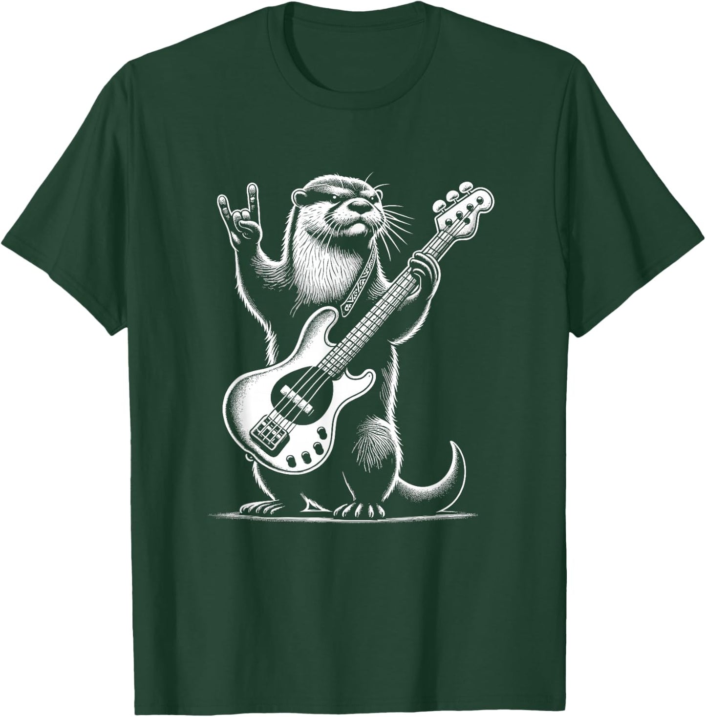 Rock n Roll Otter Playing Guitar Funny Otter T-Shirt - T-Shirt | Forest