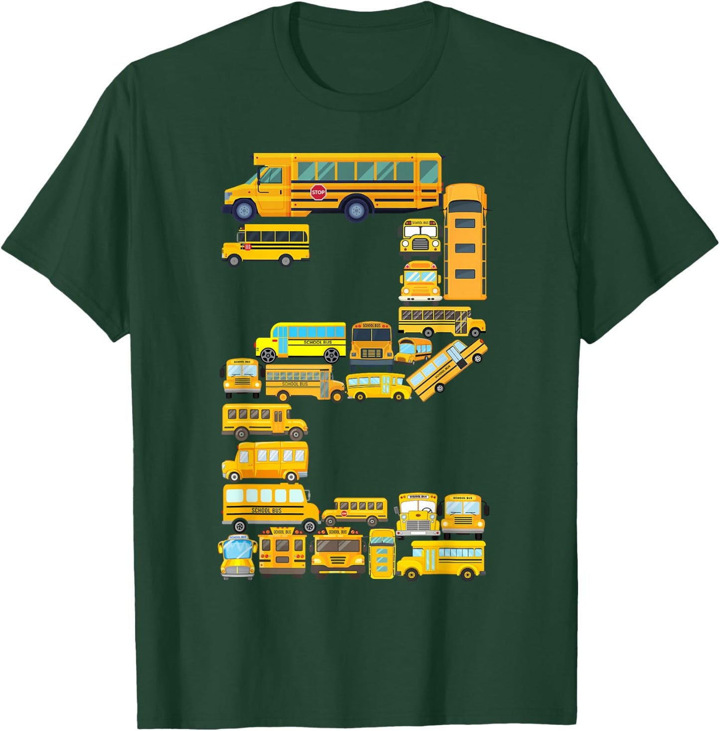 2 Year Old Toddler 2nd Birthday School Bus Theme Kids Party T-Shirt - T-Shirt | Forest