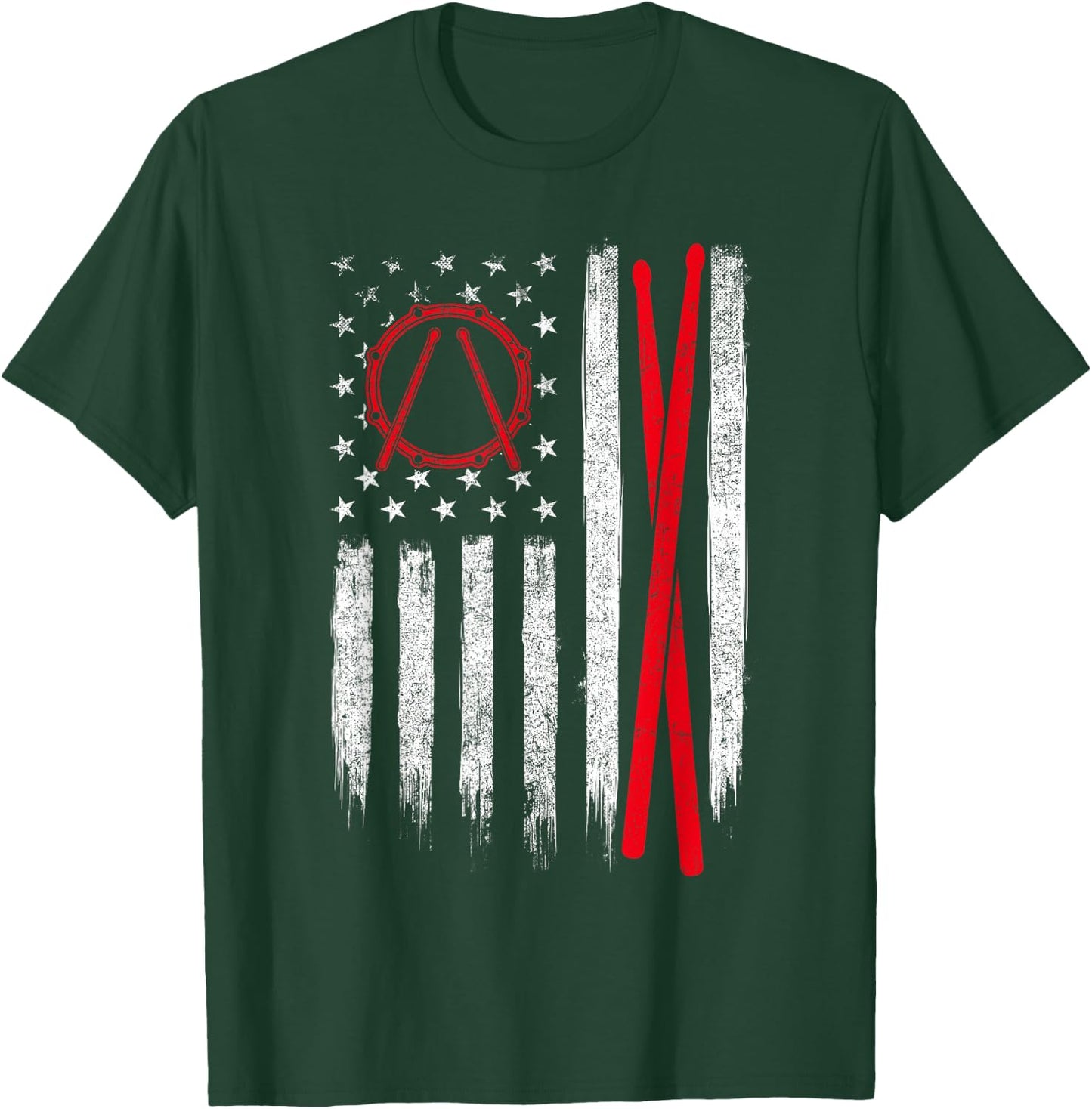 Drumsticks - USA American Flag Drummer Drumming Percussion T-Shirt - T-Shirt | Forest