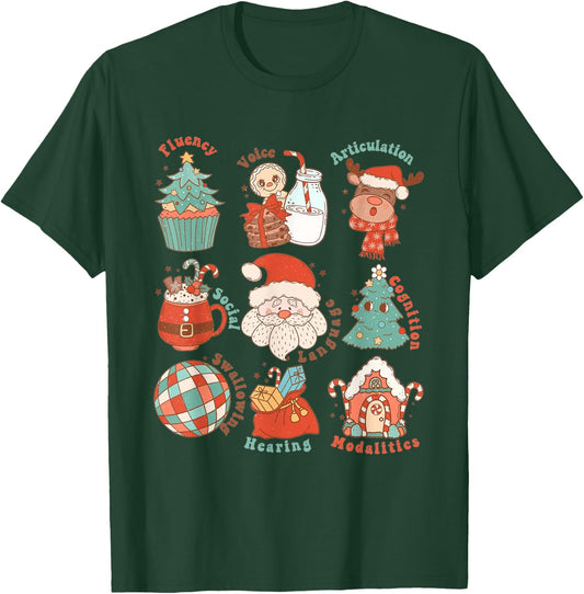 Speech Language Pathologist SLP Merry Christmas Cute T-Shirt - T-Shirt | Forest