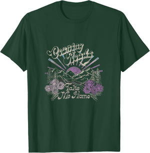 Country Roads Take Me Home Floral Mountain Scene T-Shirt - T-Shirt | Forest