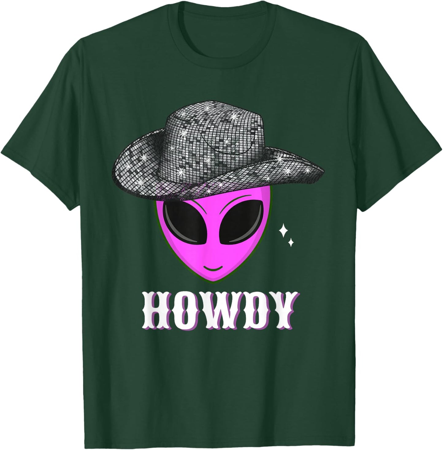 Cool Cowboy Hat Alien Howdy Space Western Disco Theme T-Shirt - T-Shirt | Forest